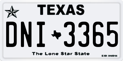 TX license plate DNI3365