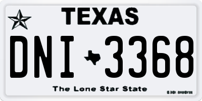 TX license plate DNI3368