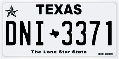 TX license plate DNI3371