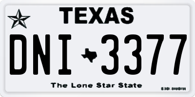 TX license plate DNI3377