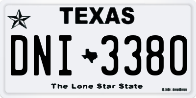 TX license plate DNI3380