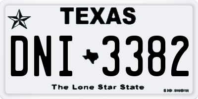 TX license plate DNI3382