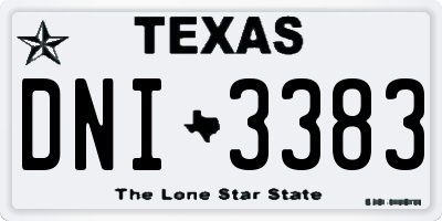 TX license plate DNI3383