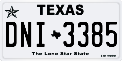 TX license plate DNI3385