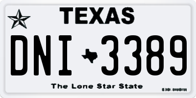 TX license plate DNI3389