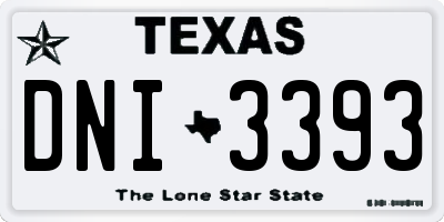 TX license plate DNI3393