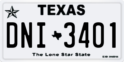 TX license plate DNI3401