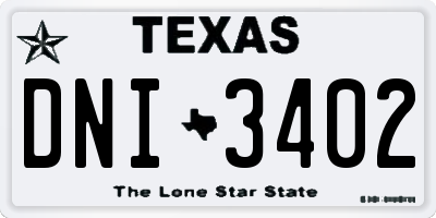 TX license plate DNI3402