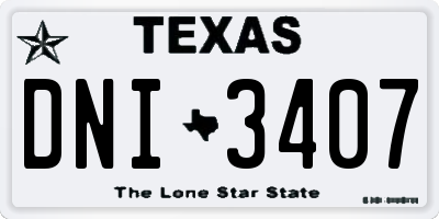 TX license plate DNI3407