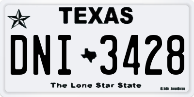TX license plate DNI3428