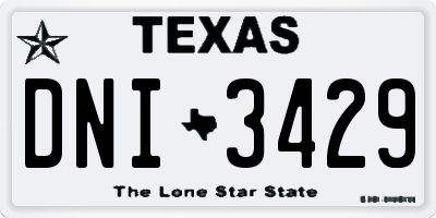 TX license plate DNI3429