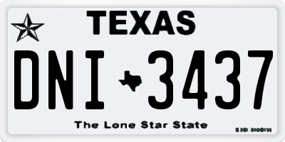 TX license plate DNI3437