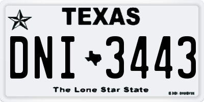 TX license plate DNI3443