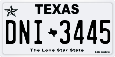 TX license plate DNI3445