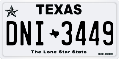TX license plate DNI3449