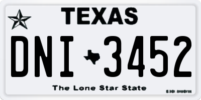 TX license plate DNI3452