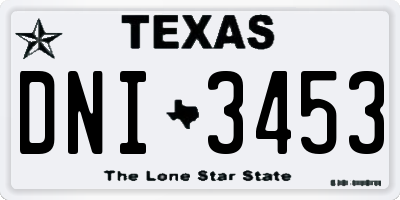 TX license plate DNI3453