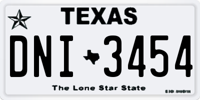 TX license plate DNI3454