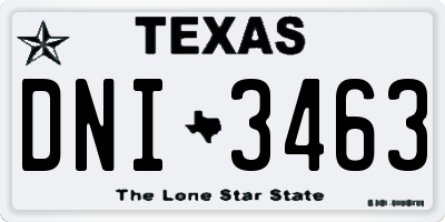 TX license plate DNI3463