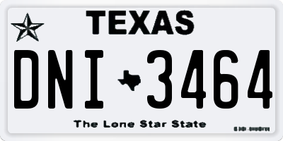 TX license plate DNI3464