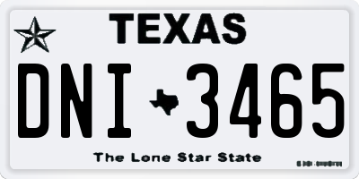 TX license plate DNI3465