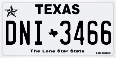 TX license plate DNI3466