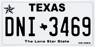 TX license plate DNI3469