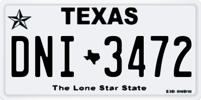 TX license plate DNI3472