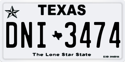 TX license plate DNI3474