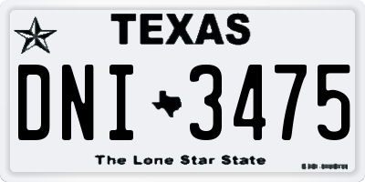 TX license plate DNI3475