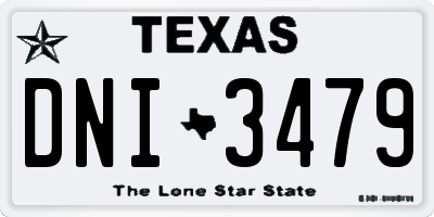 TX license plate DNI3479