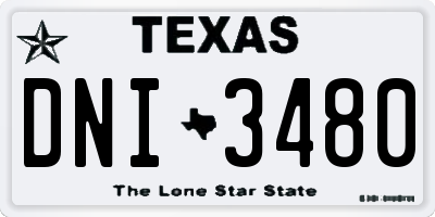 TX license plate DNI3480