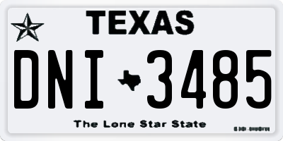 TX license plate DNI3485