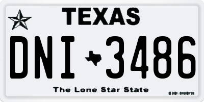 TX license plate DNI3486