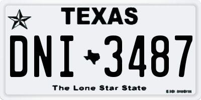 TX license plate DNI3487