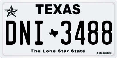 TX license plate DNI3488