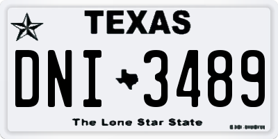 TX license plate DNI3489