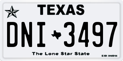 TX license plate DNI3497