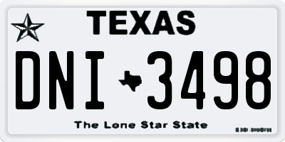 TX license plate DNI3498