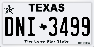 TX license plate DNI3499