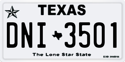TX license plate DNI3501