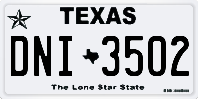 TX license plate DNI3502