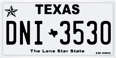 TX license plate DNI3530