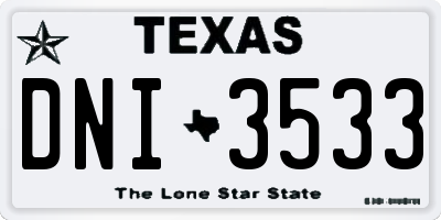 TX license plate DNI3533