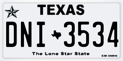 TX license plate DNI3534