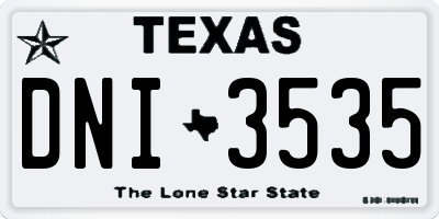 TX license plate DNI3535