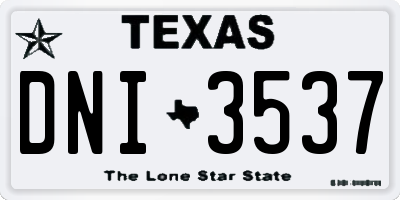 TX license plate DNI3537