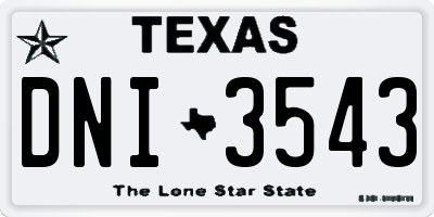 TX license plate DNI3543