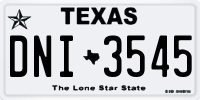 TX license plate DNI3545
