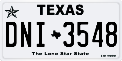 TX license plate DNI3548